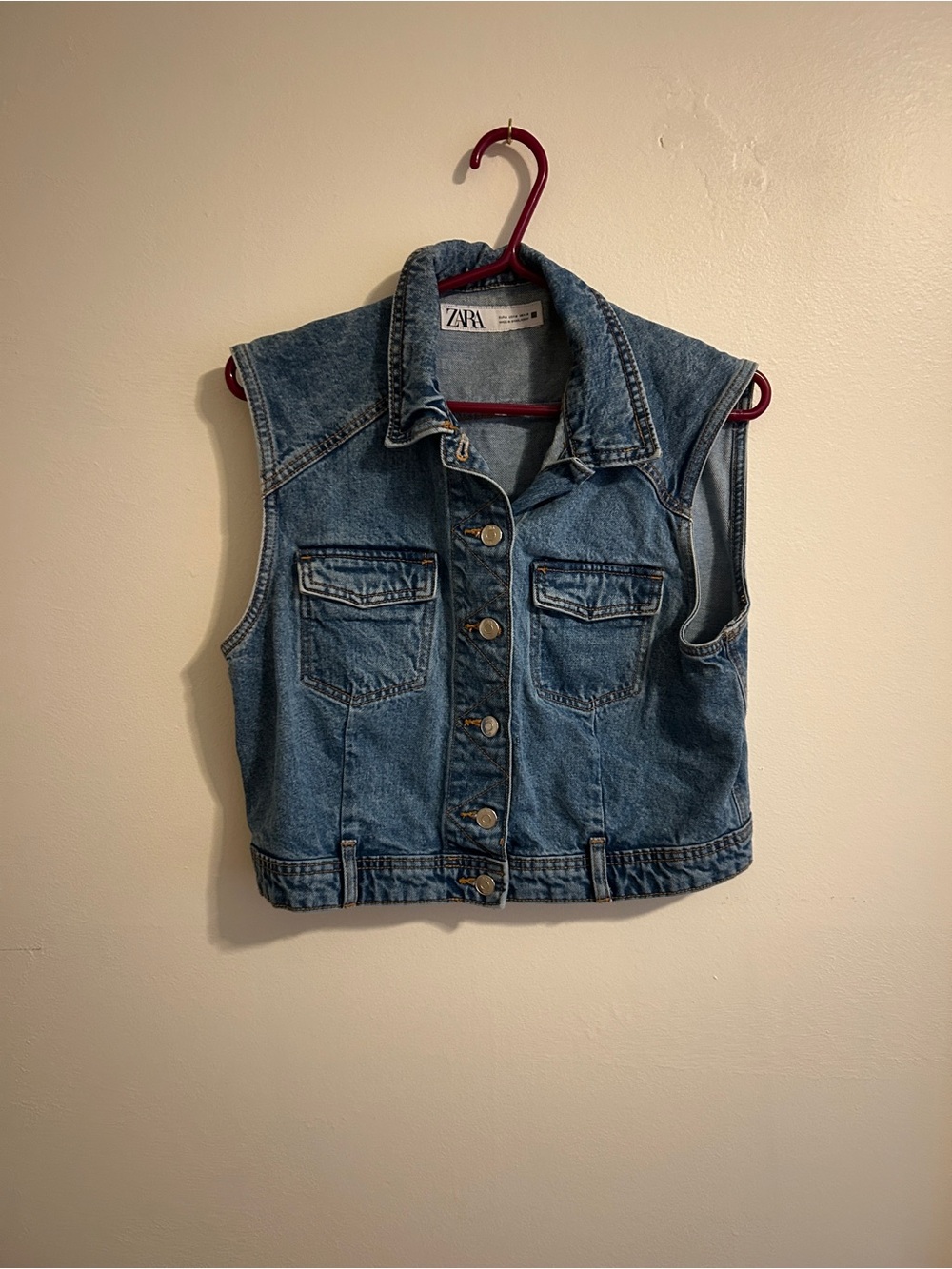 ZARA Blue Denim Sleeveless Jacket